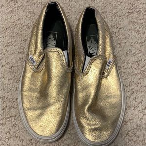 Vans x J. Crew Metallic Gold Slip Ons
